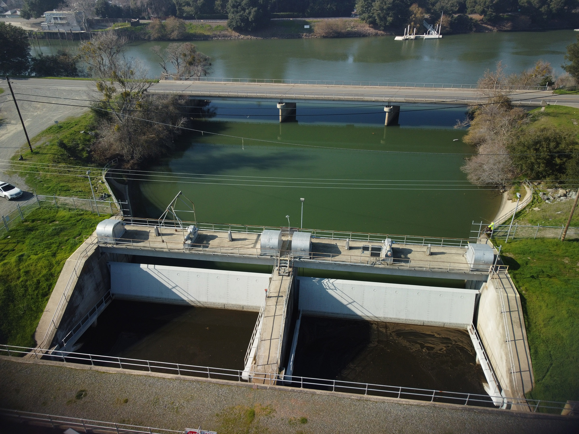 The Delta Cross Channel gates from the air.